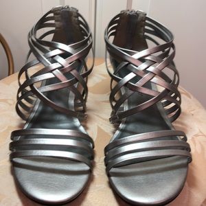 Silver gladiator sandals